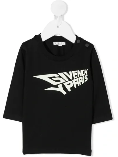 Givenchy Babies' Logo Print Long-sleeved Top In Black