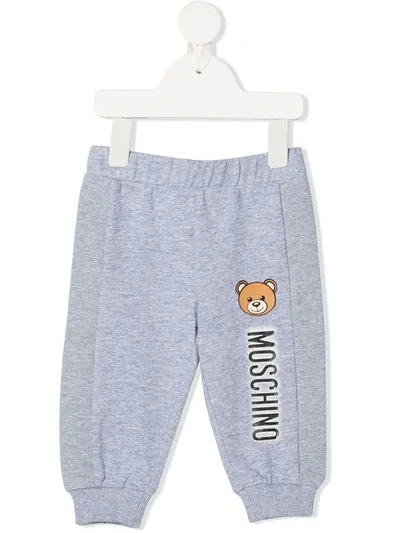 Moschino Babies' Logo-print Track Trousers In Grigio