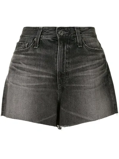 Ag Alexxis High-rise Denim Shorts In Shadow Black