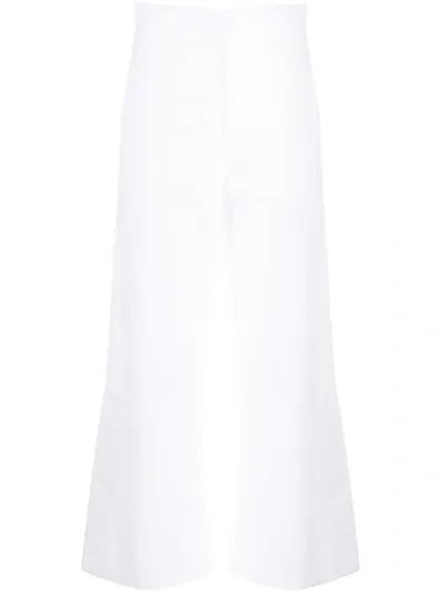 Marni High-rise Wide-leg Trousers In White