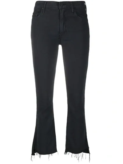 Mother The Insider Crop Step Fray Not Guilty Jeans In Black