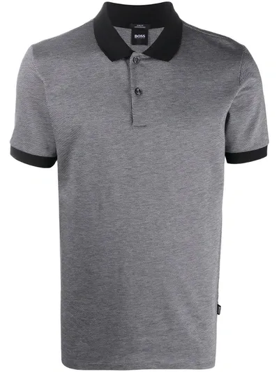 Hugo Boss Micro Checker Polo Shirt In Black