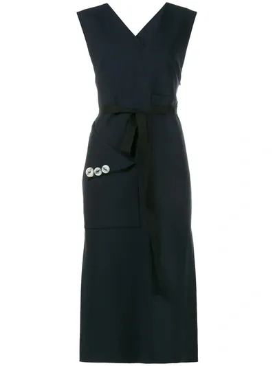 Ellery Embellished Pocket Sleeveless Dress In Blue