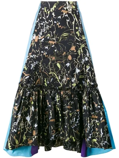 Peter Pilotto Jacquard Asymmetric Skirt In Black