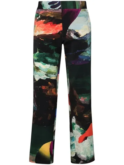 Edward Crutchley Mason Graphic-print Wool Trousers In Black