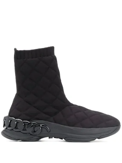 Casadei Chain Detail Slip-on Boots In Black