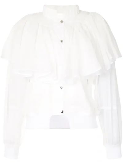 Enföld Semi Sheer Frill Jacket In White