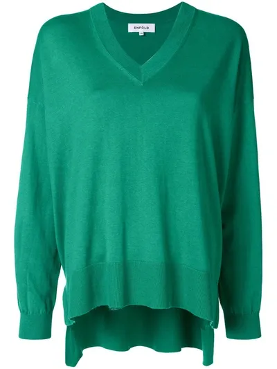 Enföld V-neck Knitted Jumper In Green