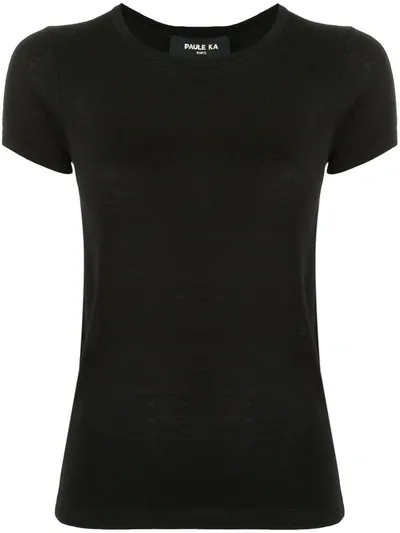 Paule Ka Knitted Short Sleeve Top In Black