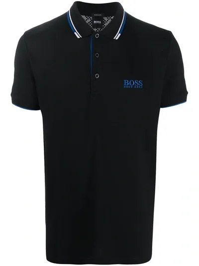 Hugo Boss Contrast Trim Polo Shirt In Black