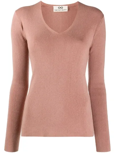 Sminfinity Ribbed V-neck Jumper In Pink