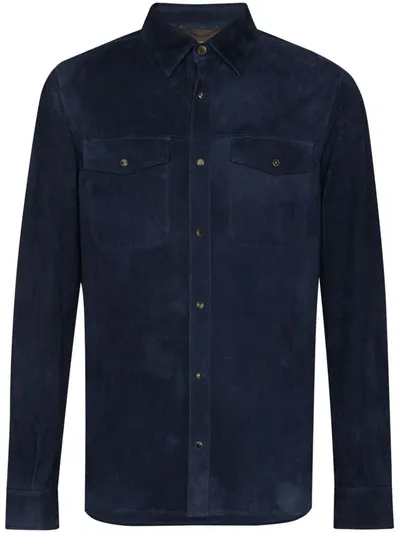 Ajmone Cervino Suede Jacket In Blue