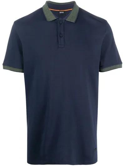 Hugo Boss Colour-block Polo Shirt In Blue