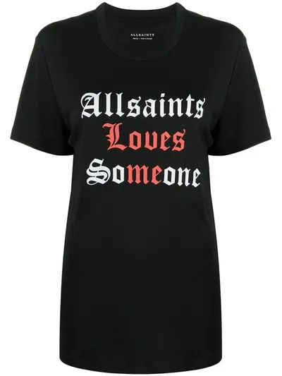 Allsaints Amie Graphic Boyfriend Tee In Black