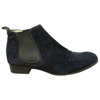 Pre-owned Sartore Ankle Boots In Navy