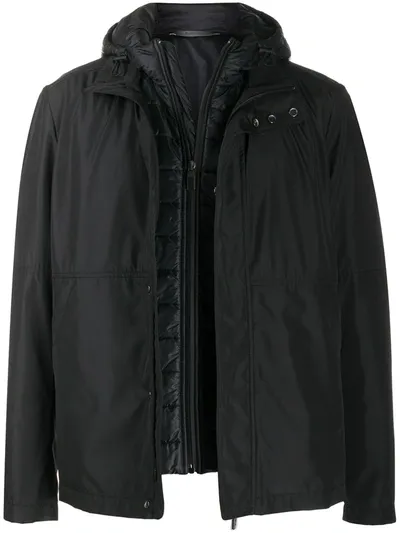 Canali Hooded Light Jacket In Black