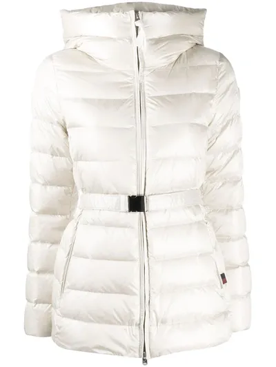 Woolrich Belted Padded Jacket In Neutrals