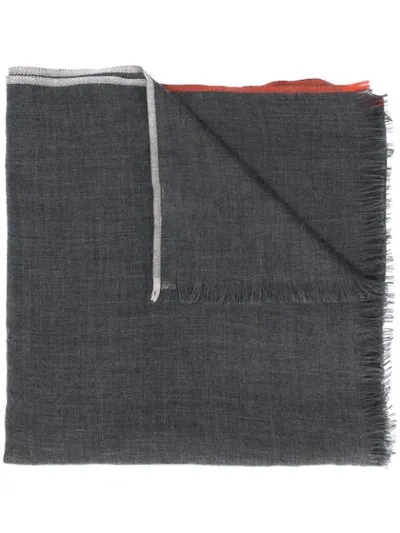 Brunello Cucinelli Contrast-stich Fringe Scarf In Grey