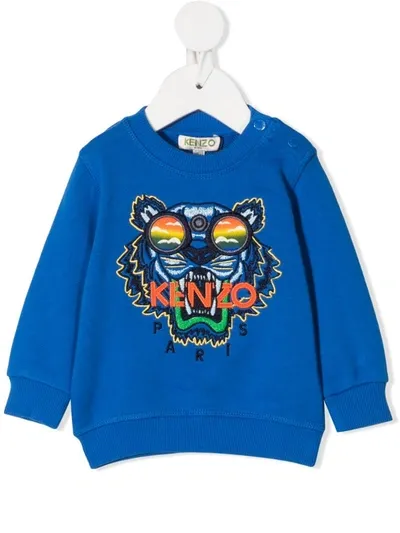 Kenzo Royal Blue Sweatshirt For Babyboy With Tiger