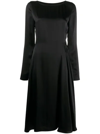 Maison Margiela Satin Long-sleeve Midi Dress In Black