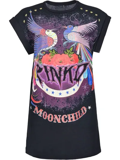 Pinko Graphic Print Long T-shirt In Black