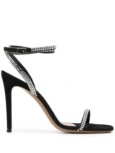 Alexandre Vauthier Carine Crystal-embellished Suede Sandals In Black