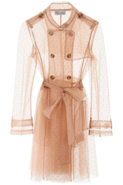 Red Valentino Redvalentino Point D'esprit Trench Coat In Beige