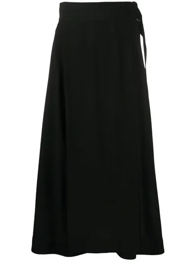 Victoria Beckham Wrap-effect Cutout Crepe Midi Skirt In Black