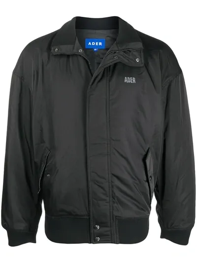 Ader Error Long-sleeved Concealed Zipped Bomber Jacket In Black