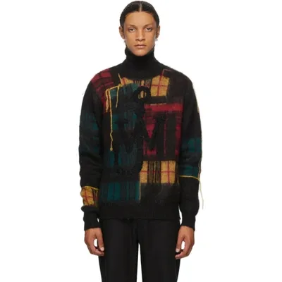 Jw Anderson Logo Patchwork Intarsia Jumper In Black