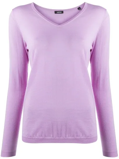 Aspesi V-neck Pull Over Jumper In Purple