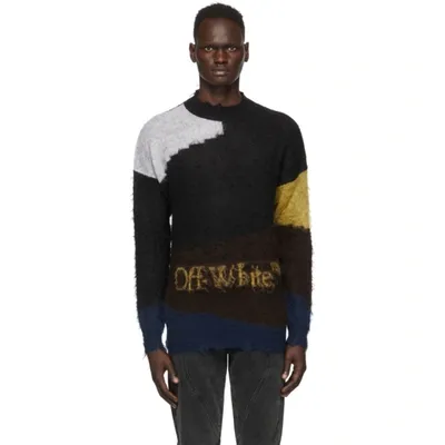 Off-white Colour-block Intarsia-knit Jumper In Black