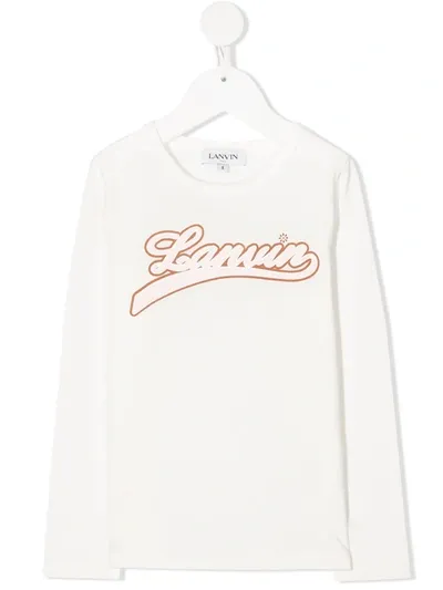 Lanvin Enfant Kids' Rubber Logo Print Long-sleeved T-shirt In White