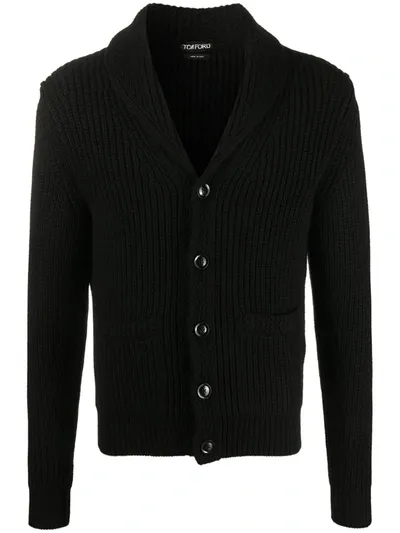 Tom Ford Black Mohair-cashmere Blend Cardigan