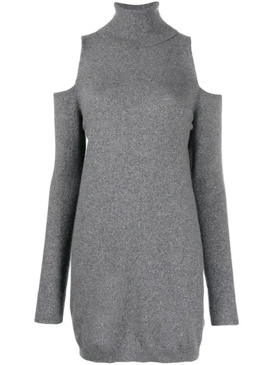 Dondup Cut-out Roll-neck Dress In Grey