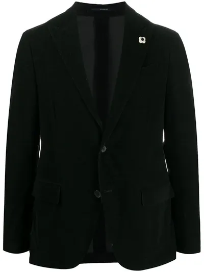 Lardini Single-breasted Fine Corduroy Blazer In Black