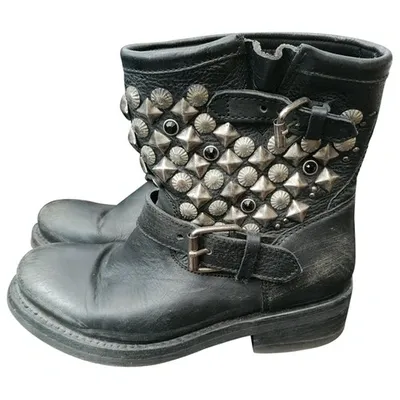 Pre-owned Ash Leather Ankle Boots In Black