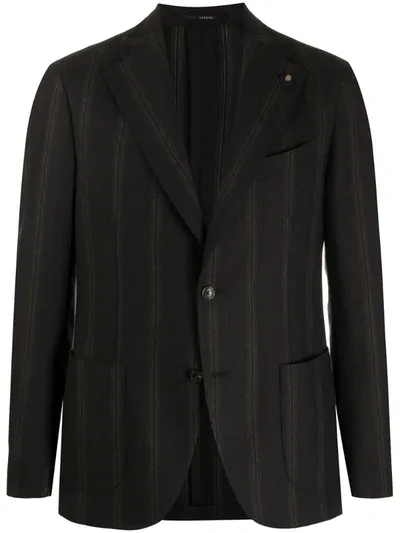 Lardini Vertical Stripe Knitted Blazer In Blue