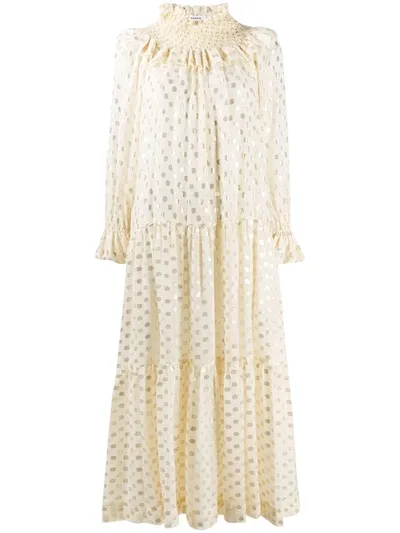 P.a.r.o.s.h Scintilla Polka Dot Print Dress In Neutrals