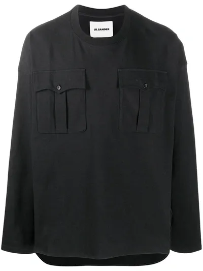 Jil Sander Flap Pockets Long-sleeve T-shirt In Black