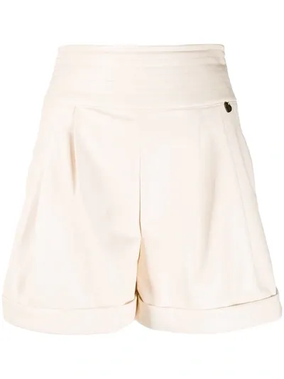 Twinset Stitched High-waist Shorts In Neutrals