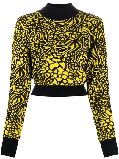 Just Cavalli Patterned Knit Jumper In Yellow