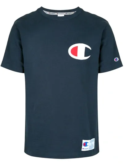 Champion Logo Patch Crew Neck T-shirt In Orange