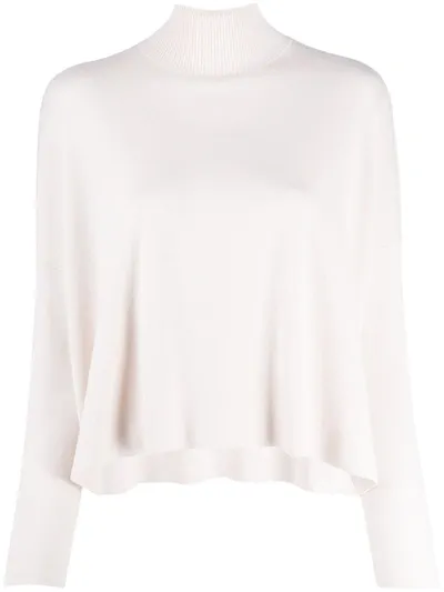 Allude Mock-neck Loose Sweater In Pink