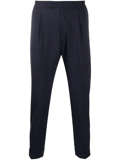 Low Brand Lowbrand Solid Color Cropped Trousers In Blue