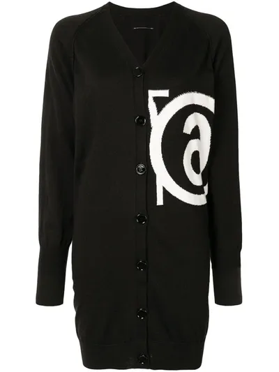 Mm6 Maison Margiela Number Print Cardigan In Black