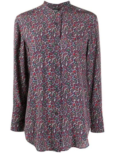 Aspesi Paisley-print Silk Shirt In Grey