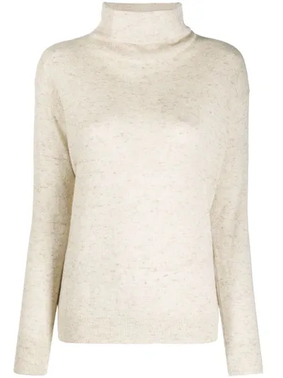 Agnona Roll Neck Fine Knit Jumper In Neutrals