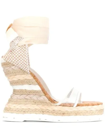 Sophia Webster Espadrille Wedge Sandals In Camel Mix Clear