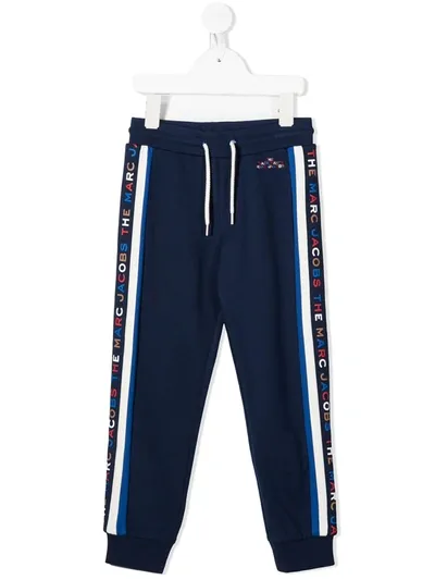 Little Marc Jacobs Kids' Logo Viscose Blend Track Pants In Blue